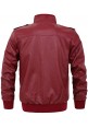 Men's Casual Full Zip Lightweight Moto Pu Leather Quilted Bomber Jacket Epaulet